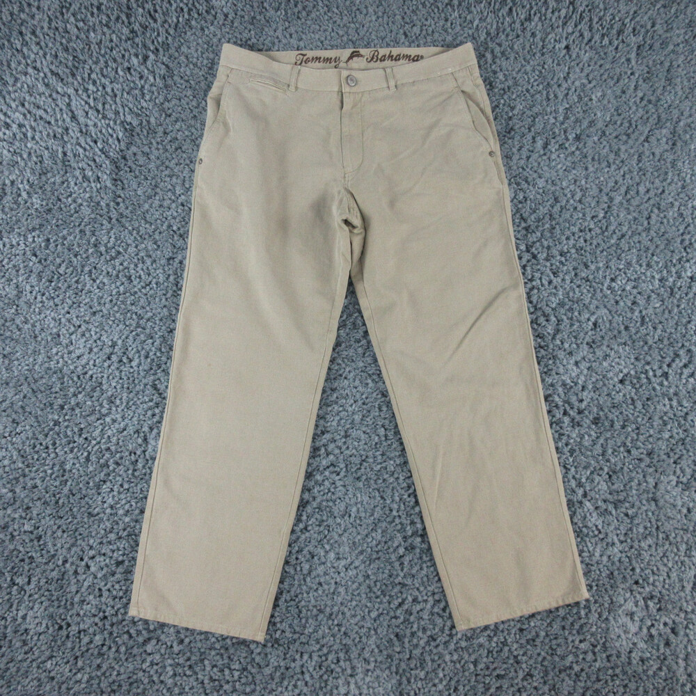 Tommy Bahama Pants Mens 35x30 Beige Tan Silk Blend Chino 36x29*